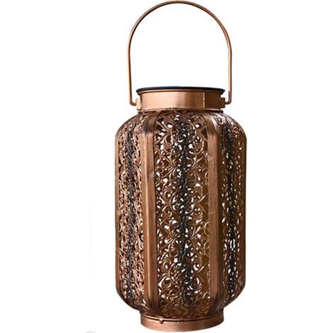 Lanterne solaire d'extérieur – Lampe de jardin solaire étanche à suspendre, éclairage hexagonal en métal pour jardin, fête, mariage, Noël