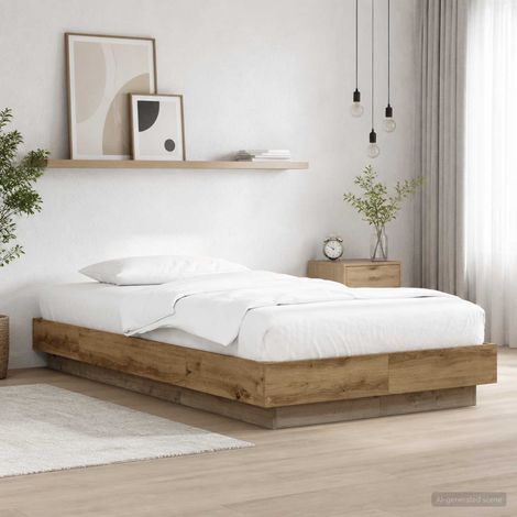 vidaXL Letto con LED con strisce LED Rovere Artigianale 80 x 200 cm (1/5)