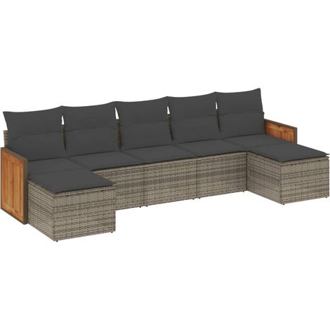 Maison Exclusive - 7-tlg. Garten-Sofagarnitur mit Kissen Grau Pol