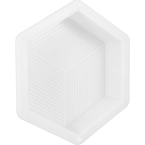 Moule hexagonal pour la fabrication de briques, en polypropylène blanc durable. (1/5)