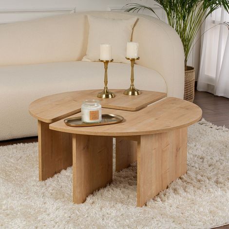 Rund Couchtisch Moari Eiche Melamin 90 cm