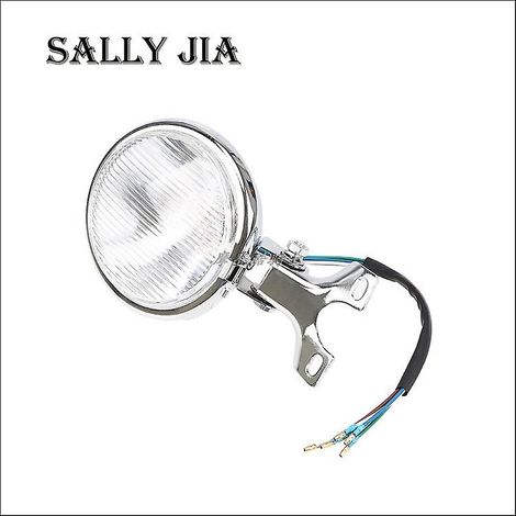 Phares de moto rétro en métal modifié, phares rétro noirs, phares rétro en verre jaune, éclairage de près et de loin (sans placage LED sur verre transparent) (1/5)