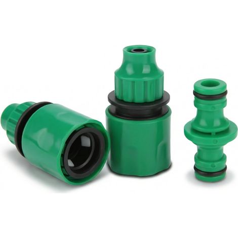 Extension Rapide du Tuyau, 3 Pièces 3/8 '' Connecter L'extrmit Lot de 2 Raccords Tuyau et 1 Raccord pour Rallonge Kit Réparation d'arrosage -