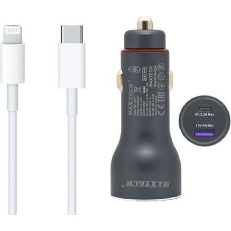 Trade Shop - Kit Cargador Coche Usb/tipo-c Superchange Cable Lightning Usb-c 1 M Ma-ip04 - (1/3)