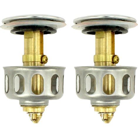 Bouchon universel de vidange pour lavabo, évier de cuisine et salle de bain, filtre à rebond en acier inoxydable, diamètre 4.5 cm. (1/5)