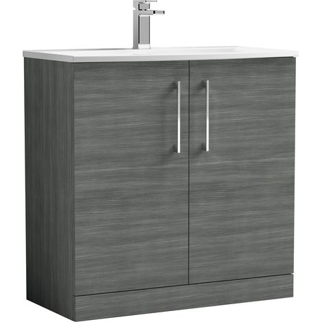 Balterley  Modern Bathroom 2 Soft Close Door Floor Standing Vanity & Basin, Anthracite, 800mm