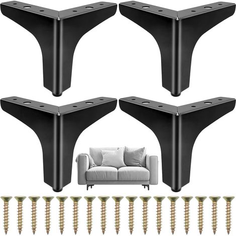 Pieds de Meubles Métal Noir 4 Pièces Pieds de Canapés de Remplacement pour Projets DIY, Canapé, Table basse, Placard (10cm)-Fei Yu (1/5)
