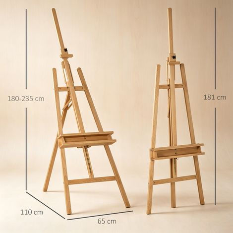 Chevalet pliable en bois de hêtre, hauteur et angle réglables, 65 x 110 x 180-235 cm (1/5)