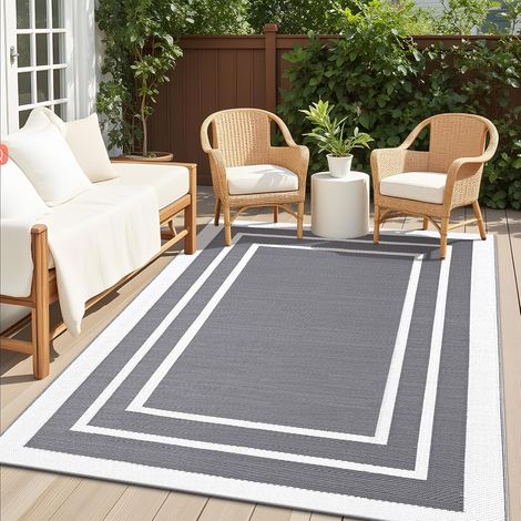 Tapis d'extérieur imperméable, antidérapant, réversible, résistant aux UV, tapis de jardin facile à nettoyer pour camping, terrasse, plage, pique-nique, arrière-cour, 180 x 270 cm (1/5)