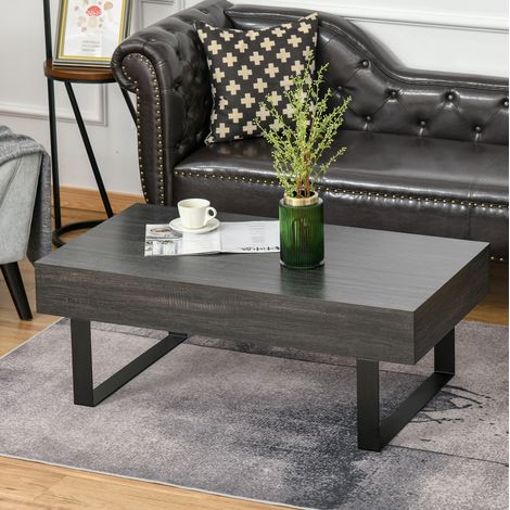 Couchtisch mit Schublade und Regalen, 110x60 cm, Dunkelgrau OKMYHOME (1/4)