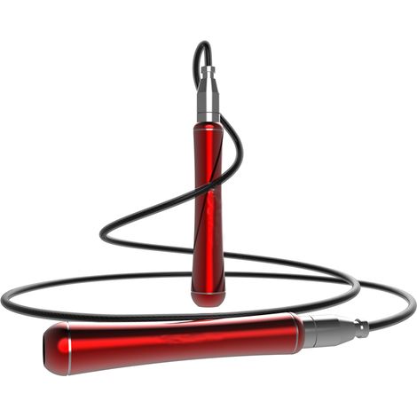 Corde à Sauter - Poignées en Aluminium - Câble en Acier Allié Revêtu - Roulements à Billes Doubles - Rotation 360° Fluide - Réglable - 1 Pièce (1/5)