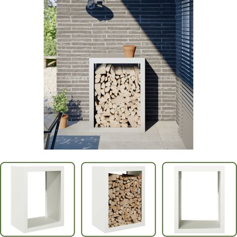 vidaXL Porte-bûches - Portant de bois de chauffage blanc 60x40x80 cm acier (1/5)