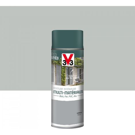 V33 – Bombe de peinture aérosol extérieure multi-matériaux – Aluminium métallisé 0,4 L – Résistante aux chocs et intempéries – Application directe sans sous-couche (1/5)