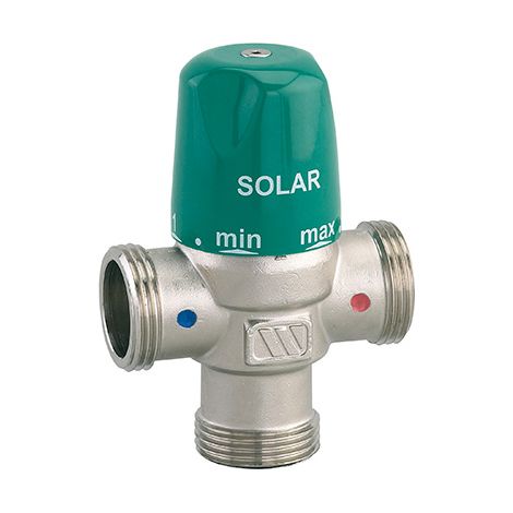 Watts – Mitigeur thermostatique solaire MMV-S – Corps 1' (26/34) nickelé – Mâle G 3/4' (20/27) – Température max 110°C – Débit 63 l/min (1/3)