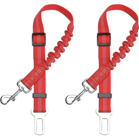 2-teiliges elastisches Nylon-Hundetransportgeschirr, verstellbare Hundeleine mit Stoßdämpfungsfunktion und Karabiner für Hunde und Katzen (Rot) (1/5)