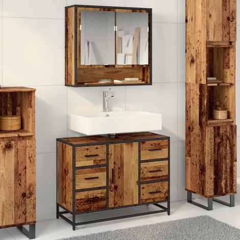 Mueble de Cuarto de Baño Madera envejecida 80 x 33 x 60 cm