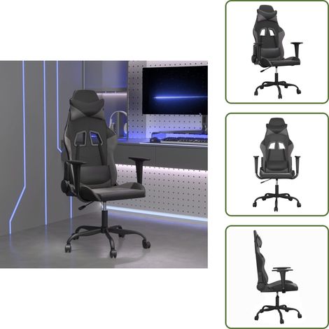 Réglage de hauteur - vidaXL Chaise de jeu de massage Noir et gris Similicuir - Design pivotant