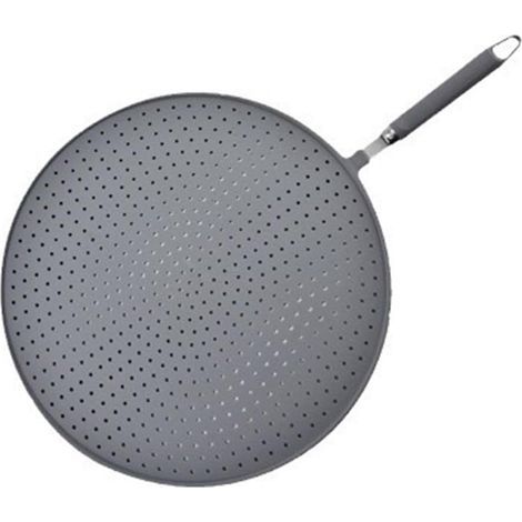 Pare-éclaboussures en silicone et acier inoxydable, adaptés aux ustensiles de cuisine, ne passent pas au lave-vaisselle, empêchent efficacement les projections d'huile. (1/4)
