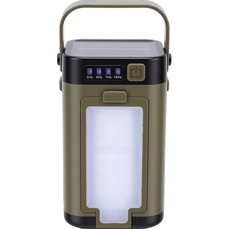 Lanterne de camping LED pliable, recharge USB et solaire, 6 modes, étanche IPX4, éclairage pour tente de camping et situations d'urgence en plein air, randonnée (1/5)