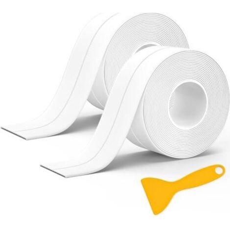 rouleaux de ruban adhésif d'étanchéité pour salle de bain, cuisine, baignoire, toilettes, mur, sol avec outil d'étanchéité (320 x 3,8 cm) (1/5)