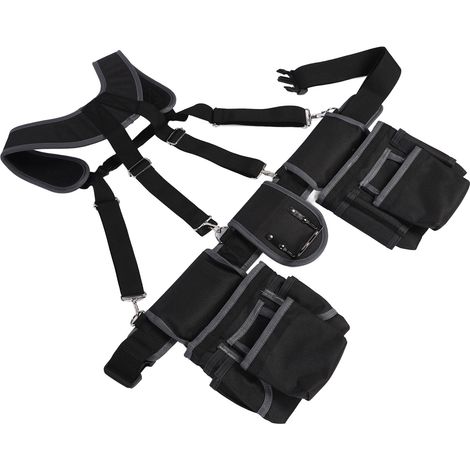 Ceinture porte-outils électricien 12 poches polyester 1680D nylon avec sangle pour charpentiers électriciens couvreurs (1/5)