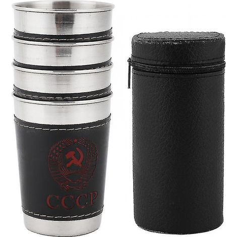 Pack Mini Mugs Stackable Stainless Steel Mugs Outdoor Travel Camping Mugs With Leather Case (1/5)