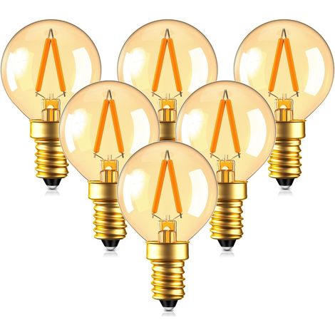 6 Lot-G40 LED Filament Mini Globe Ampoule 1 W Ultra Blanc chaud 2200 K Ambre Glow,10 W de remplacement équivalent – E14 Chandelier Bulbs- non Dimable (1/4)
