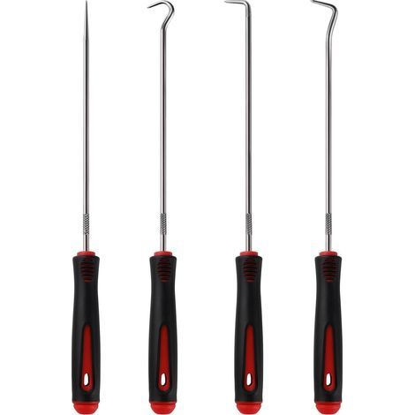 4-Piece Hook Set, Precision Tip, Alloy Steel, Rubber Handle, for Automotive Mechanics (1/5)