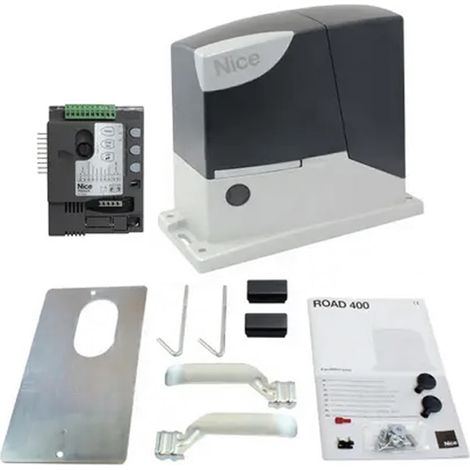 Nice – Moteur électromécanique pour portail coulissant 230V – Force 400N – Détection d'obstacles – Logique de commande intégrée