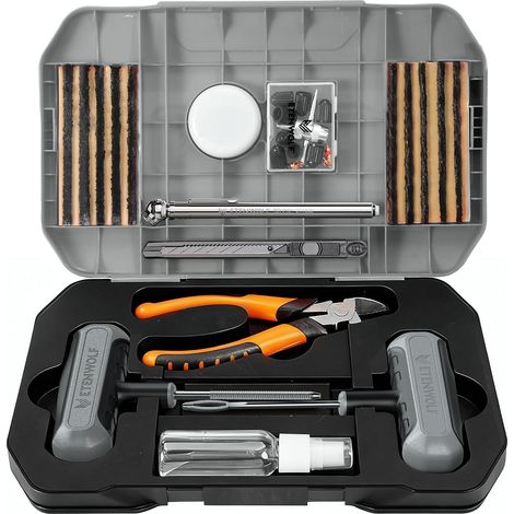 42PCS Kit Meche Pneu Voiture - Meche Pneu Crevaison avec poignée en T améliorée - pour réparer les crevaisons sur Voitures, VTT, SUV, véhicules électriques, Motos, vélos (1/5)