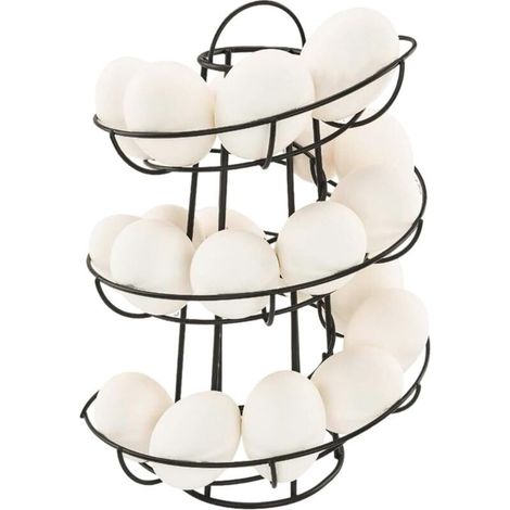 Distributeur œufs spiralé capacité 24 œufs – acier avec revêtement, design gain de place, système premier entré premier sorti pour frigo (1/5)