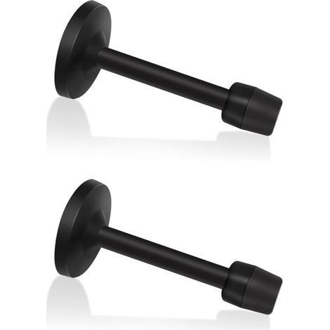 2 Door Stop, Black Wall Door Stop, Door Stop with Rubber Acoustic Dampers and Rigid Stainless Steel End Caps for Indoor and Outdoor Use, (1/5)