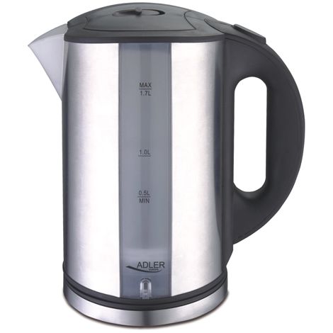 Adler AD1216 Bollitore, 1,7 litri, 2000 W, 1,7 litri, 0 Decibel, Acciaio inossidabile, Argento e nero (1/5)
