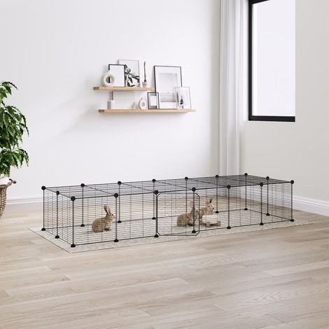 Cage animaux de compagnie à 28 panneaux et porte Cage pour chien Parc pour animaux Noir 35x35 cm MCYMH809646 (1/5)