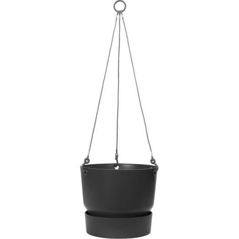 ELHO Pot de fleurs a suspendre Greenville 24 - Extérieur - Ø 23.9 x H 20.3 cm - Vivre noir