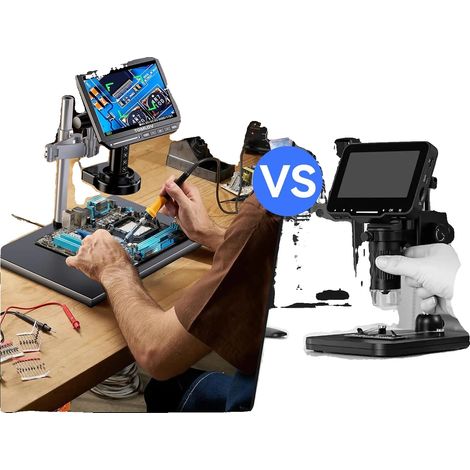 Microscopio digital, pantalla de 10,1 pulgadas, aumento de 1500X a 3000X, resolución 4K, funcionamiento con batería, tecnología de autoenfoque. (1/5)