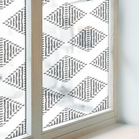 Film Dépoli pour Fenêtre 200x100 Protection Adhésif pour Chambre Cuisine Salle de Bain Vitrail Décoratif Collés sur le Verre PVC Diamants géométriques (1/5)