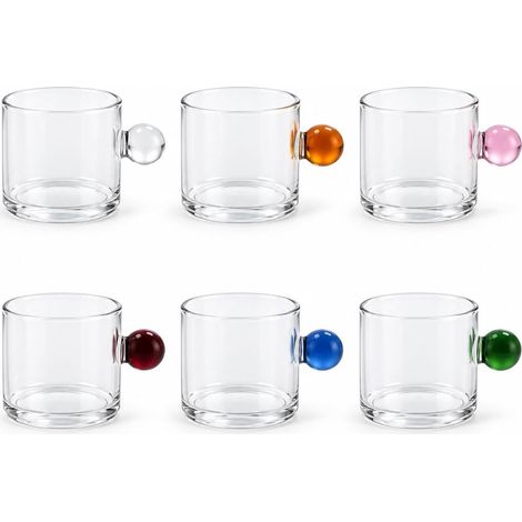 Set 6 Tazzine Tazze Caffè in Vetro Borosilicato Senza Piattini Perlie 95 cc (1/4)