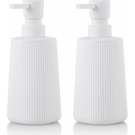 2 Distributeur de savon, plastique ABS, pompe efficace, 250 ml, pour salle de bain et cuisine