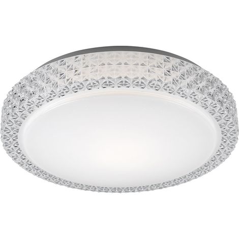 Plafoniera LED CCT plafoniera soggiorno lampada soggiorno, cristalli cielo stellato, acciaio, 22W 1980lm 3000K, P x H 40 x 11 cm