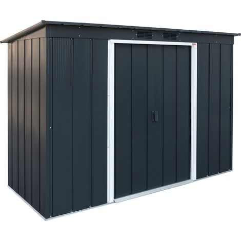 abri de jardin en métal à toit pentu, abri de jardin en métal galvanisé à chaud, abri de stockage d'outils, structure de toit renforcée, anthracite (1/5)