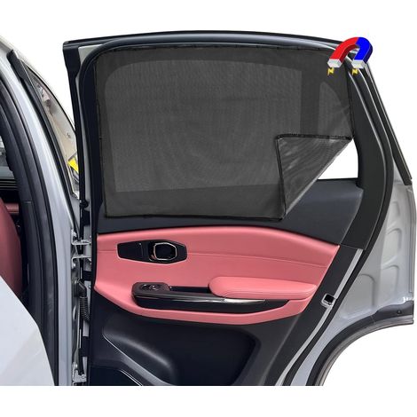 Magnetischer Sonnenschutz fürs Auto, für die Rückseite des Babys, 2er-Pack Fensterabdeckungen, Auto-Sonnensocken, Blockieren von UV-Strahlen, Anti-Moskitonetz, Universalgröße für die meisten Autos (1/5)