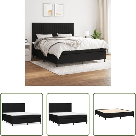 vidaXL Kopfteil - Boxspringbett mit Matratze Schwarz 180x200 cm Stoff (1/5)