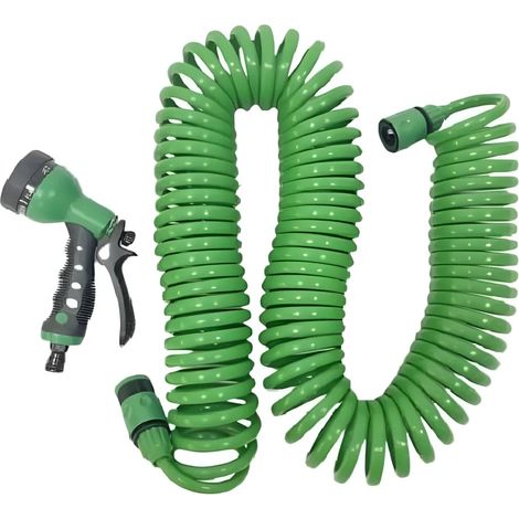 Tubo a Spirale 7,5 m con Pistola Multifunzione 7 Getti per Irrigazione (1/2)