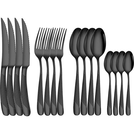Cuillère en acier inoxydable noir en forme d'étoile, adaptée aux couteaux et fourchettes à steak haut de gamme. (1/5)