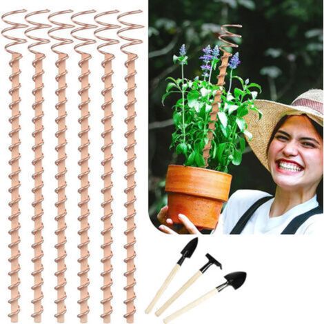 6 pezzi (30 cm 12 pollici) + 3 piccoli attrezzi: paletti elettrici per piante, telaio di supporto per piante, piantumazione in giardino, bobina di antenna in rame, accessori per attrezzi da giardinagg