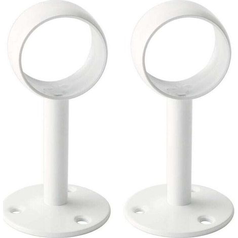 Support Tringle Rideaux Plafond Fixation Rideau, Support Tringle Penderie avec Vis pour Rideau et Armoire, Blanc Brillant en Acier Inoxydable, Diamètre 32 mm, 2 Pcs (1/4)