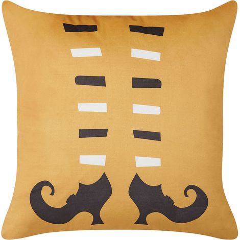Throw Cushion COVASNA Velvet 45 x 45 cm Orange Abstract Pattern