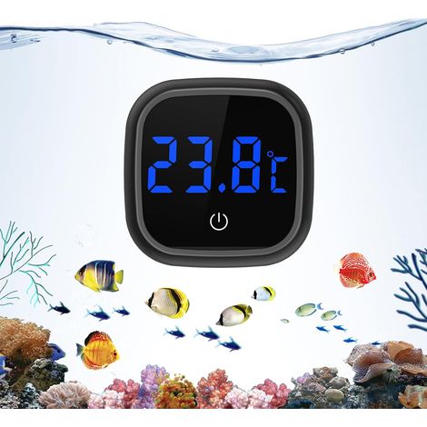 Thermomètre d'aquarium, numérique, avec écran tactile, LED, sans fil, pour eau douce, eau de mer, reptiles, noir (1/5)