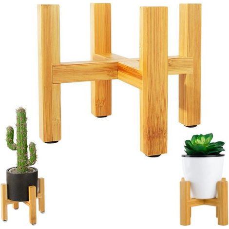 Support à plantes en bois 12,3 x 9 cm - présentoir antidérapant pour succulentes (1/5)